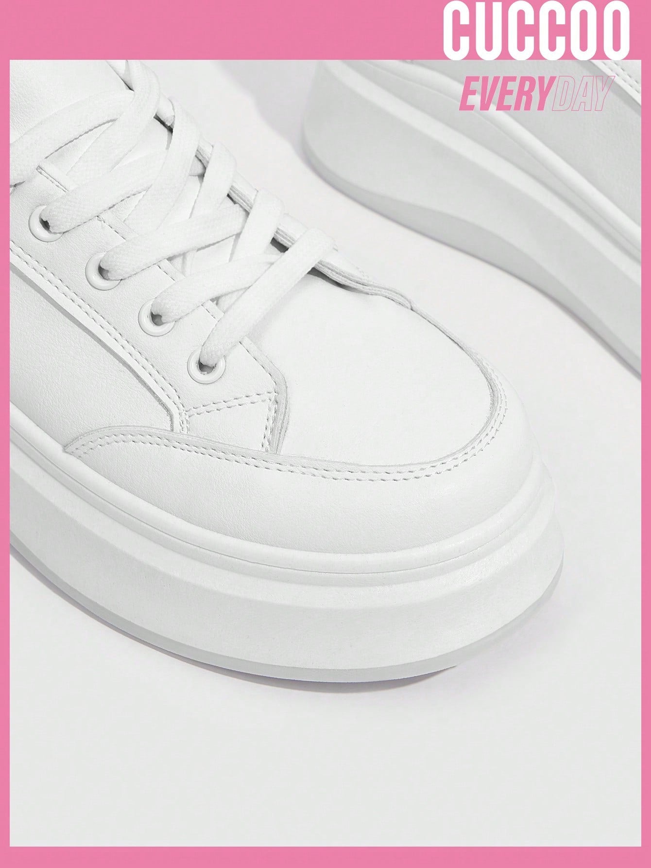 Woman Shoes Fashionable White Thick Sole Sneakers For Spring And Summer