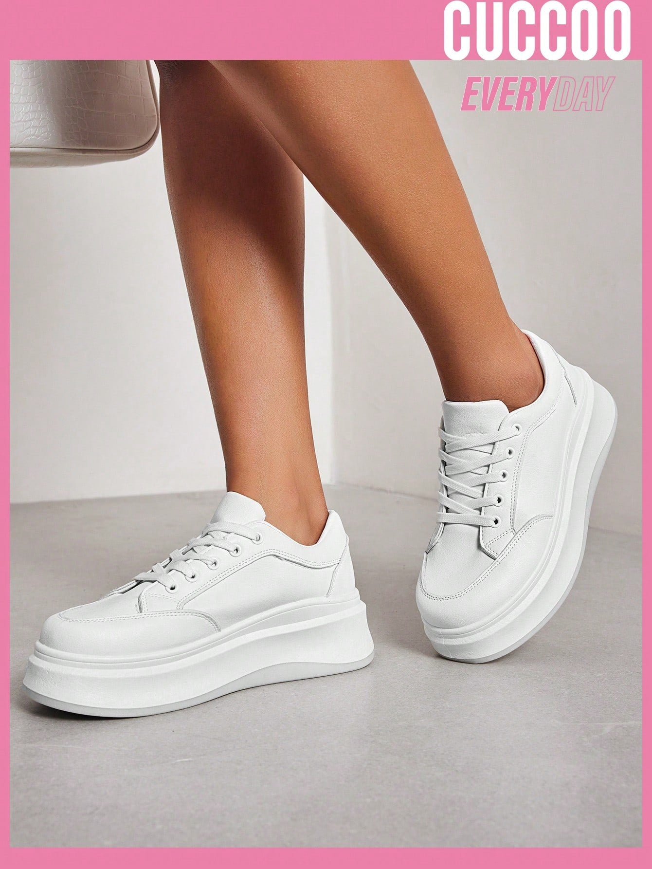 Woman Shoes Fashionable White Thick Sole Sneakers For Spring And Summer