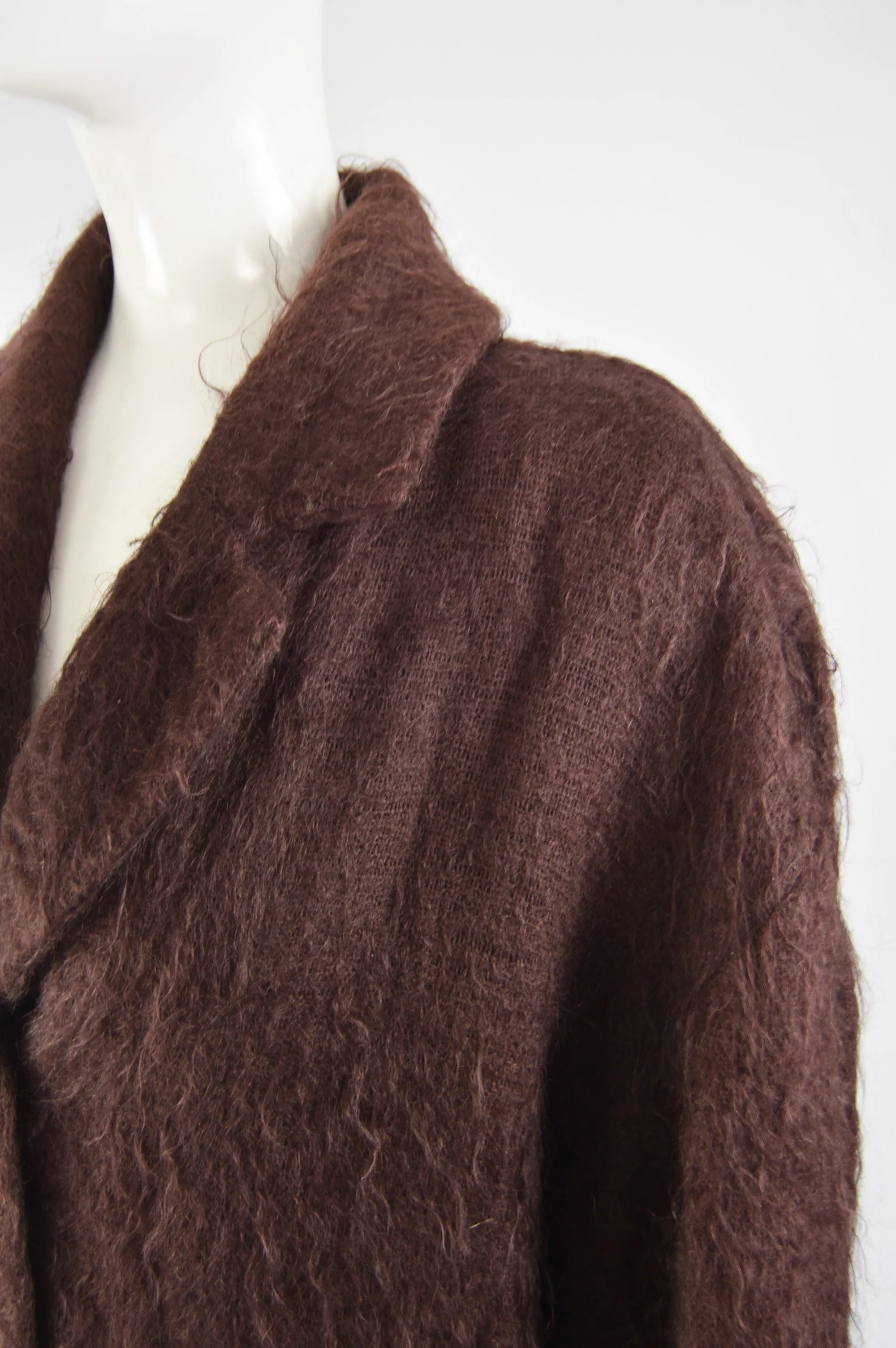 Womens Brown Vintage Mohair & Wool Oversized Coat, 1980s