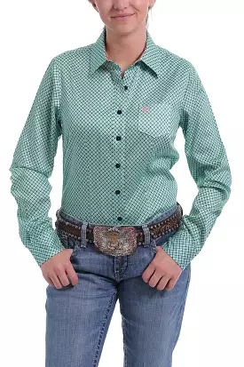 Women's Cinch Green Print L/S Shirt