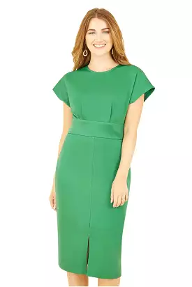 Yumi Green Scuba Kimono Sleeve Fitted Dress