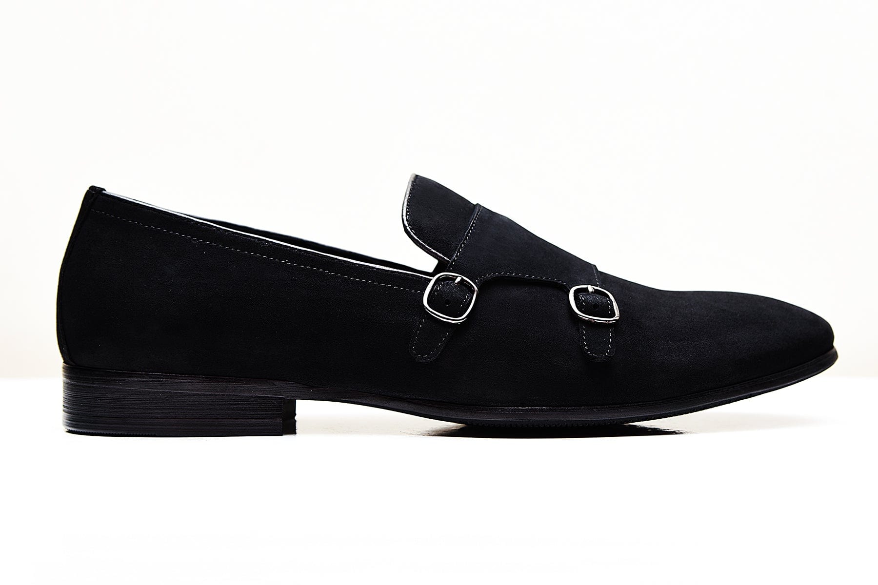 ZANATI | Black suede monk loafers