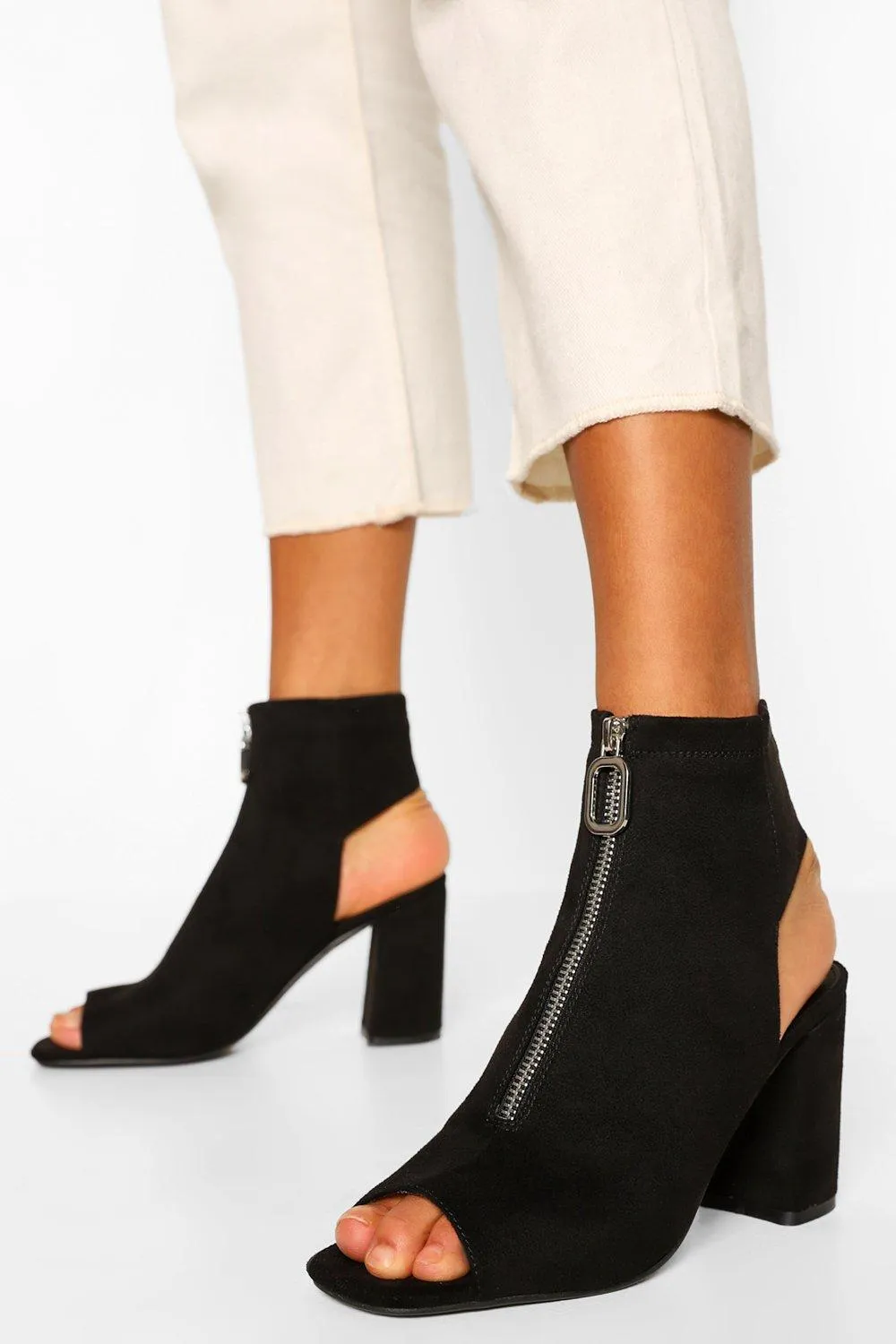 Zip Peep Toe Shoe Boot